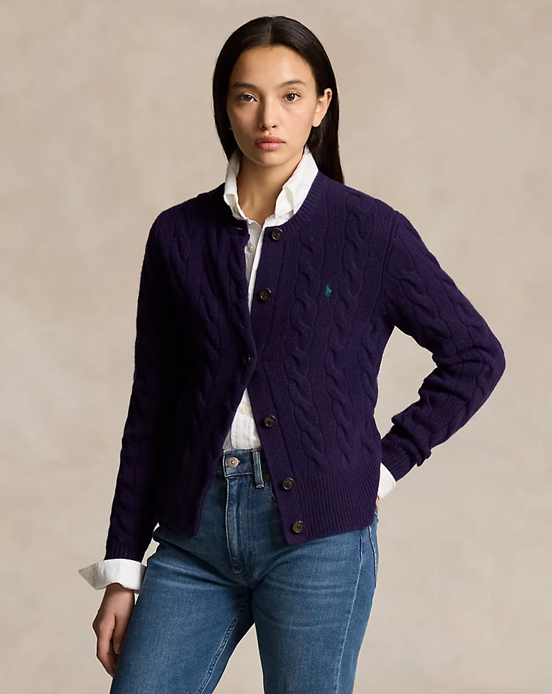 Cable-Knit Wool-Cashmere Cardigan