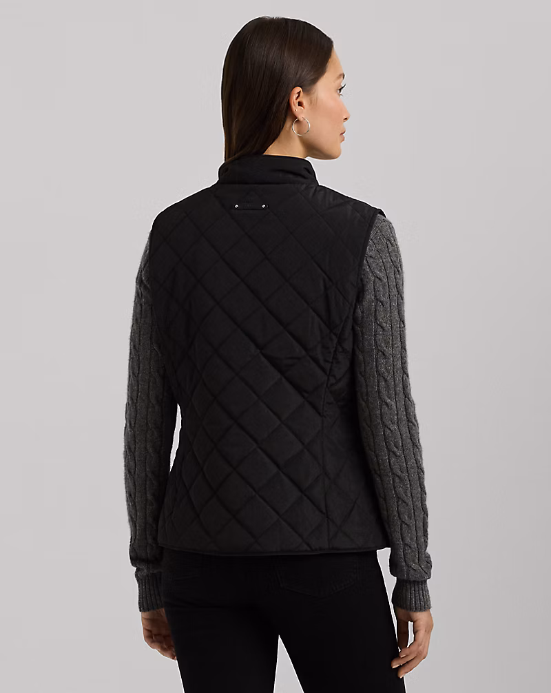 Crest-Patch Quilted Mockneck Vest