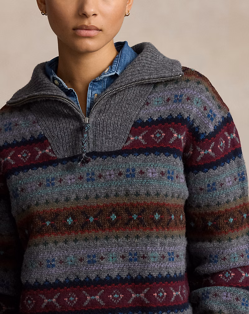 Ralph Lauren Fair Isle Wool Half-Zip Sweater