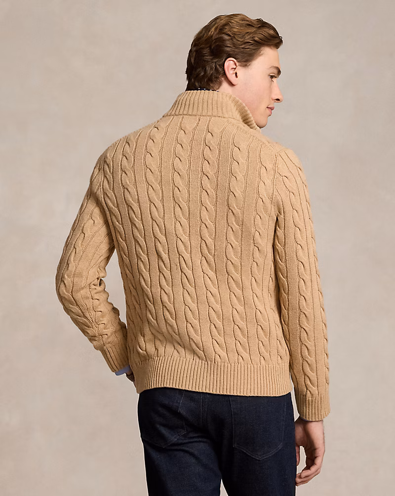 Cable-Knit Cotton Quarter-Zip Sweater