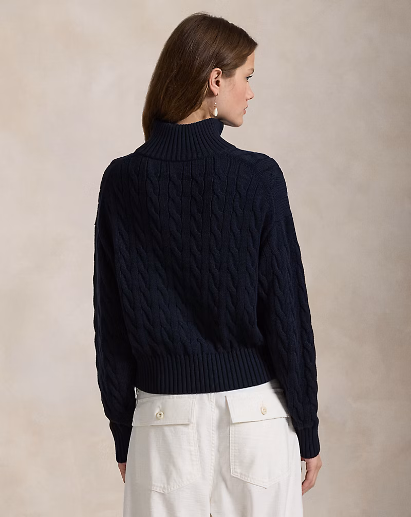 Cable-Knit Cotton Quarter-Zip Sweater