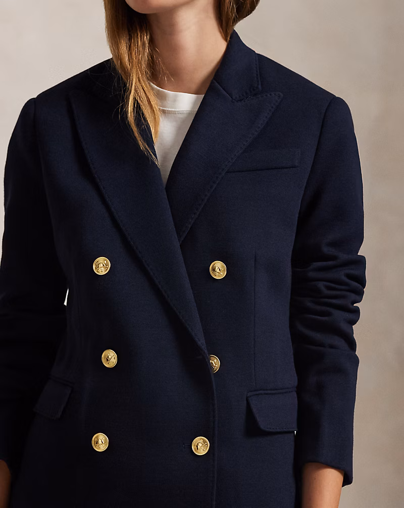 Double-Breasted Knit Blazer