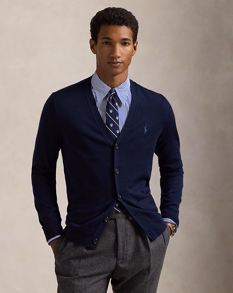 Slim Fit Washable Wool V-Neck Cardigan