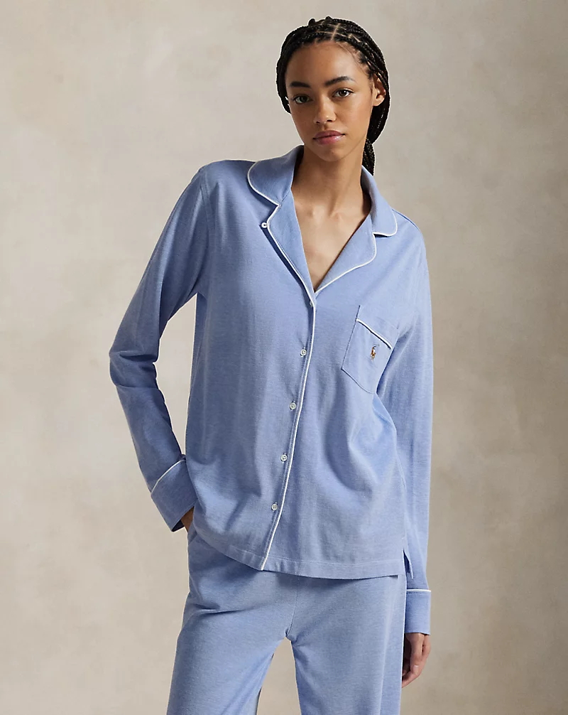 Knit Long-Sleeve Shirt & Pant Pajama Set
