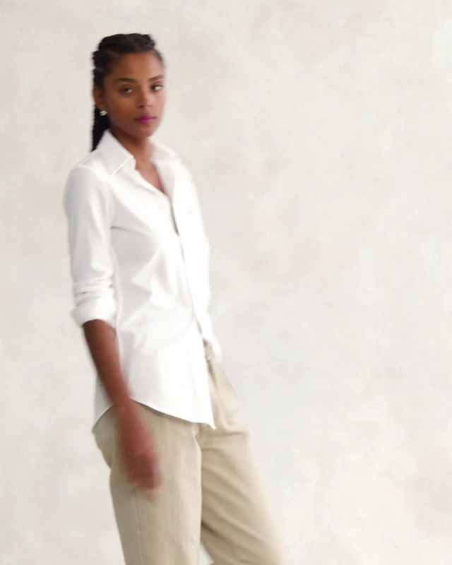 Slim Fit Knit Cotton Oxford Shirt