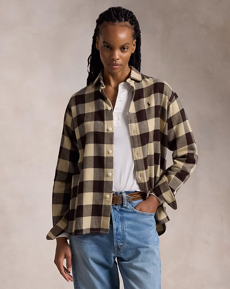 Relaxed Fit Plaid Cotton Shirt