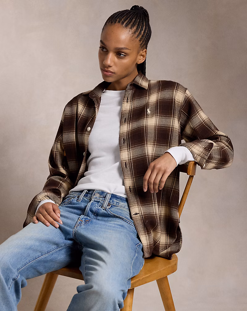 Relaxed Fit Plaid Cotton Shirt