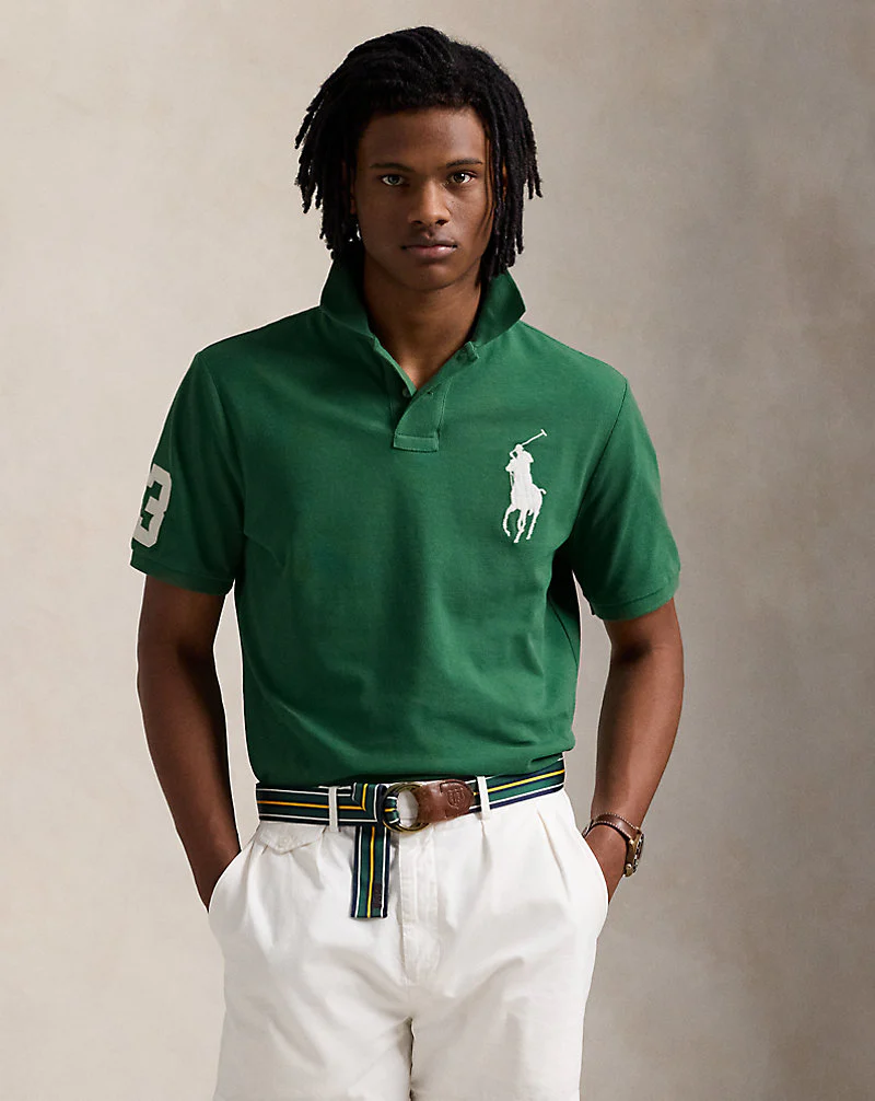 Custom Slim Fit Big Pony Mesh Polo Shirt