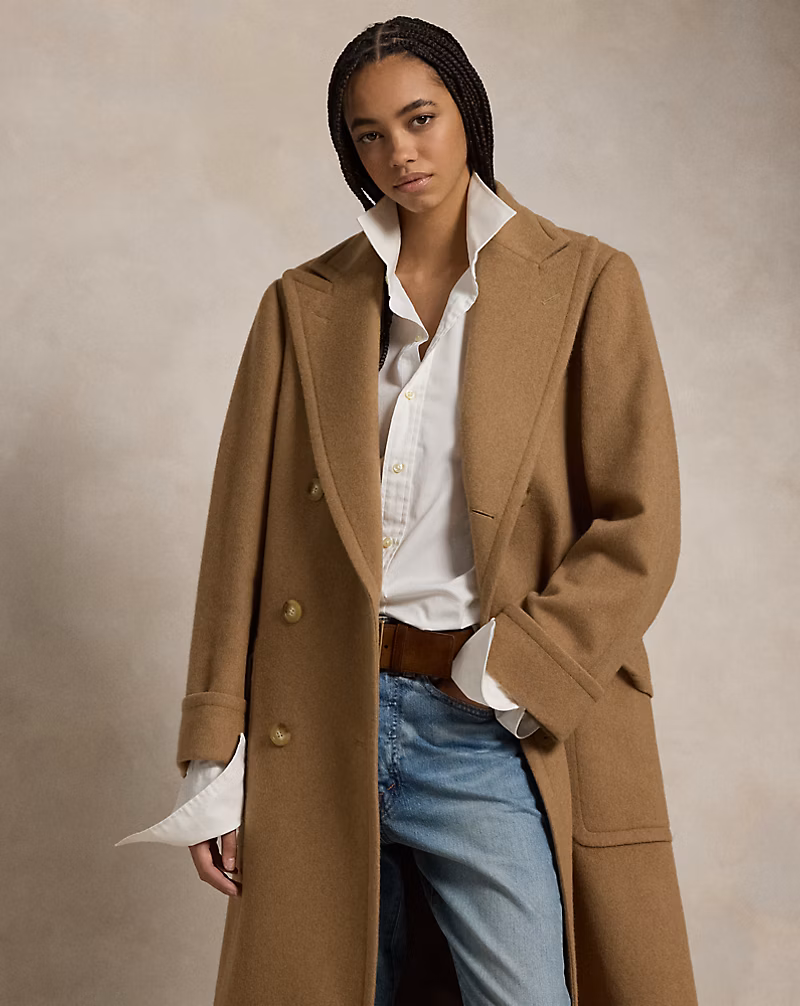 Camel-Hair Long Polo Coat