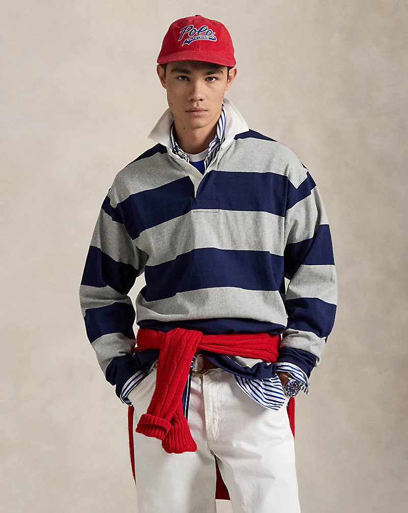Big Fit Striped Jersey Rugby Shirt