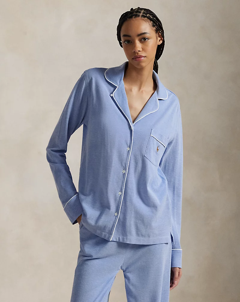 Knit Long-Sleeve Shirt & Pant Pajama Set