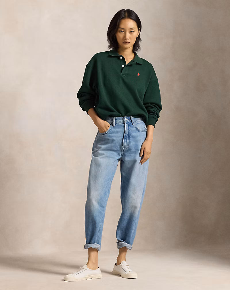 Polo-Collar Fleece Pullover