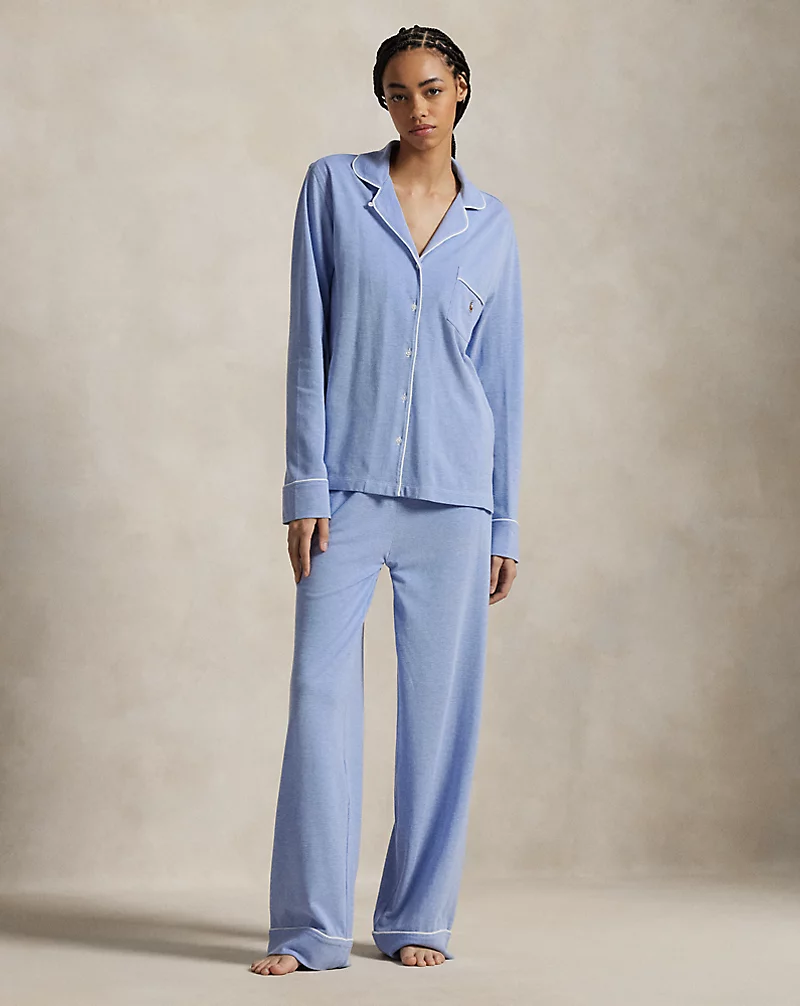 Knit Long-Sleeve Shirt & Pant Pajama Set