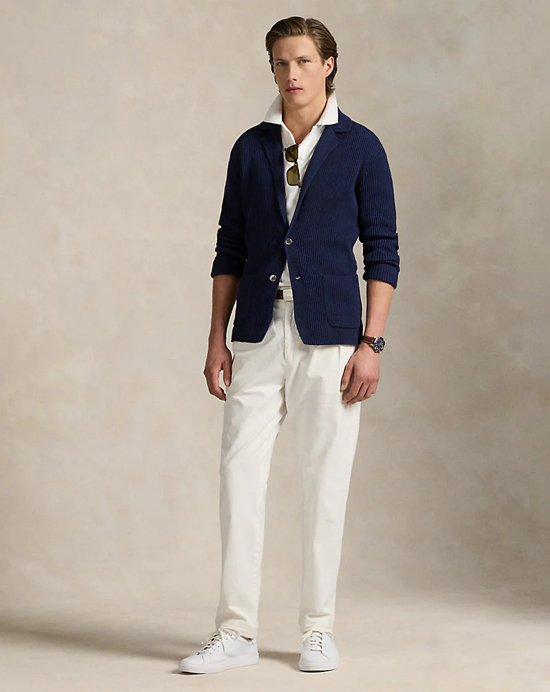 Mesh-Knit Cotton-Blend Blazer Cardigan