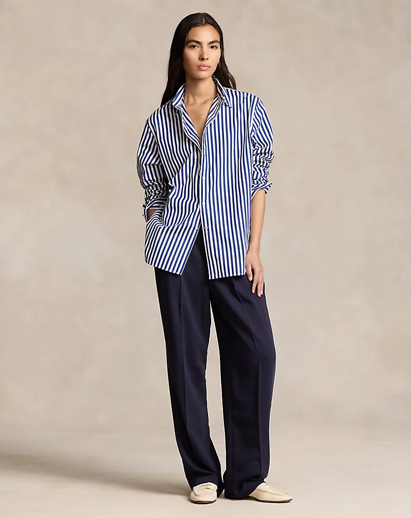 Oversize Fit Striped Cotton Shirt