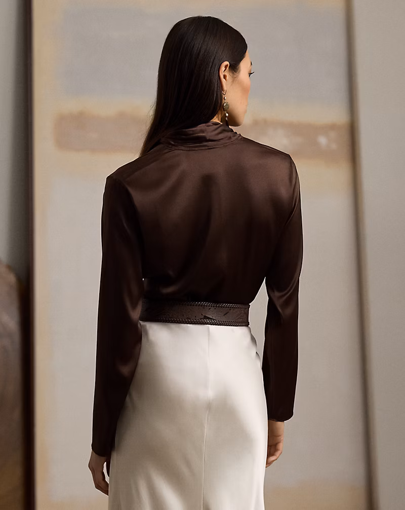 Shea Stretch Silk Charmeuse Wrap Blouse