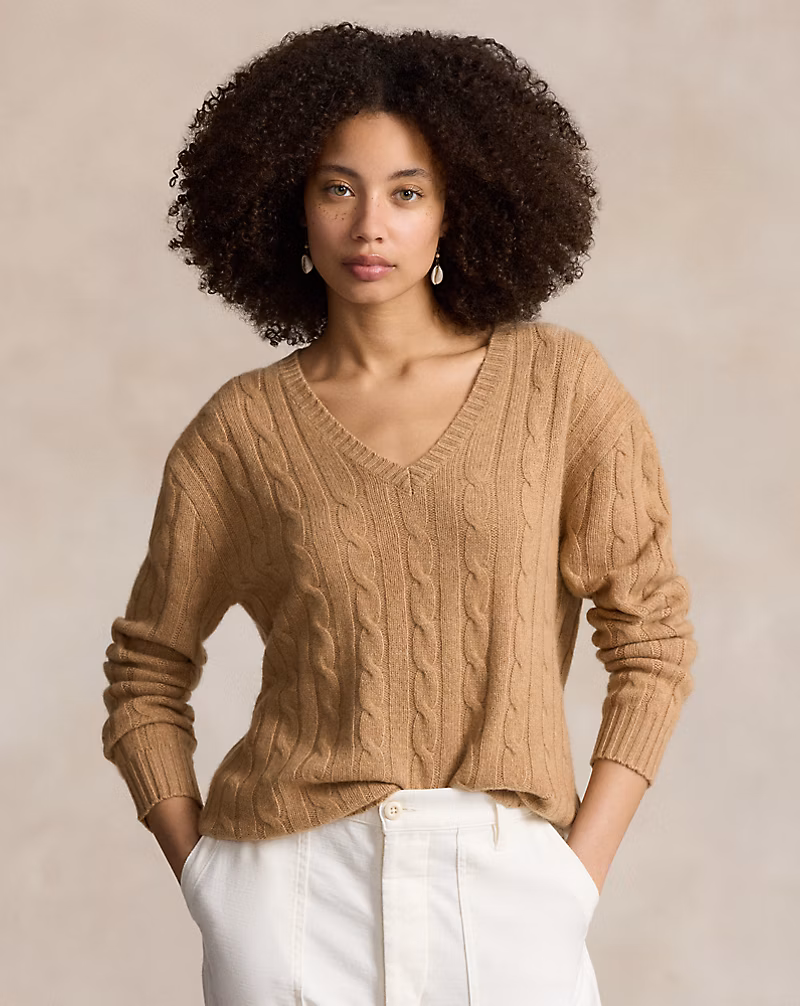 Ralph Lauren Relaxed Fit Cable Cashmere Sweater