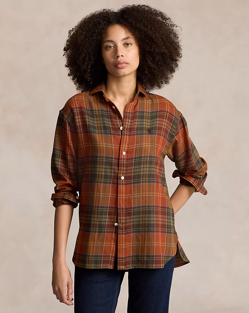 Relaxed Fit Plaid Cotton-Blend Shirt