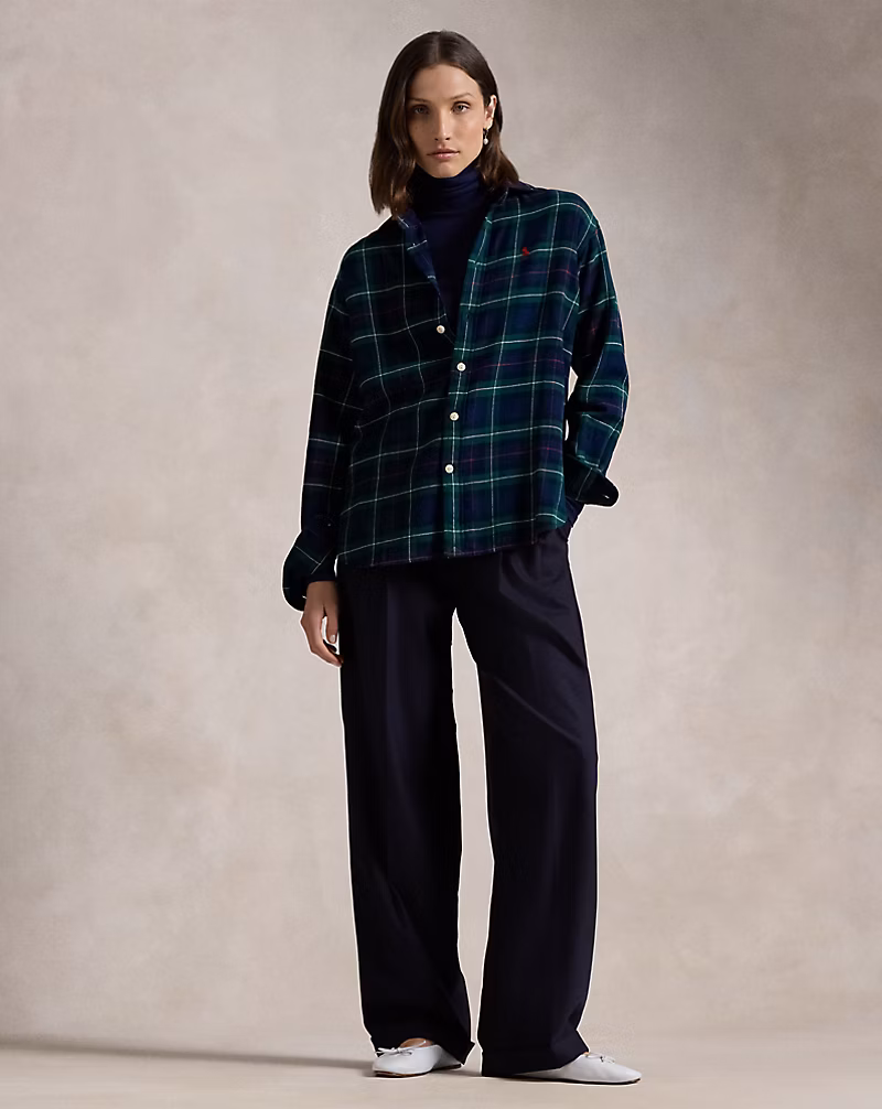 Relaxed Fit Plaid Cotton Shirt