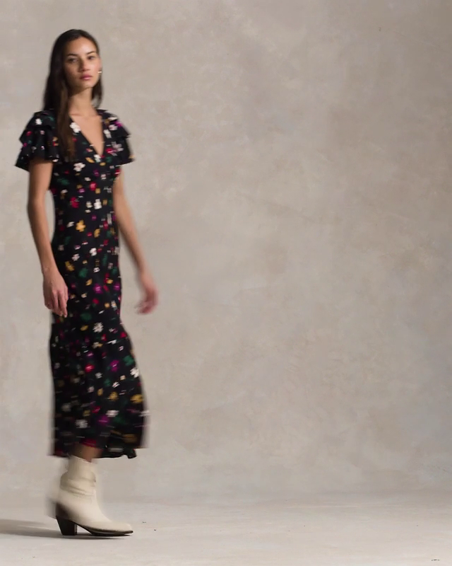 Floral Silk Crepe Dress