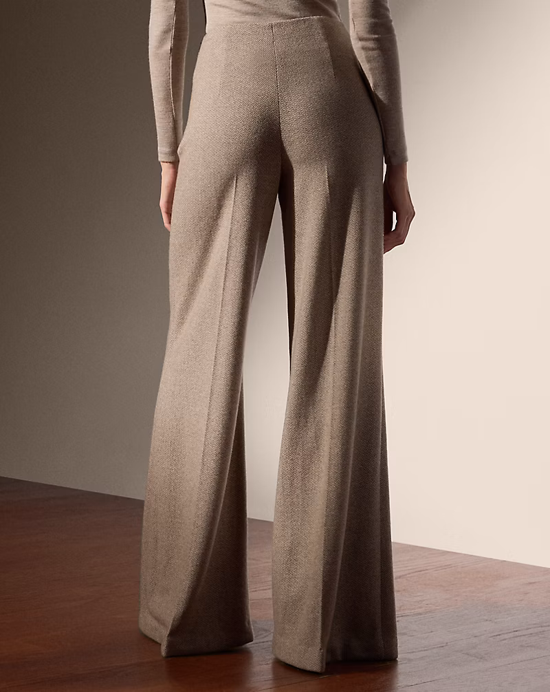 Isaiah Herringbone Jersey Wide-Leg Pant