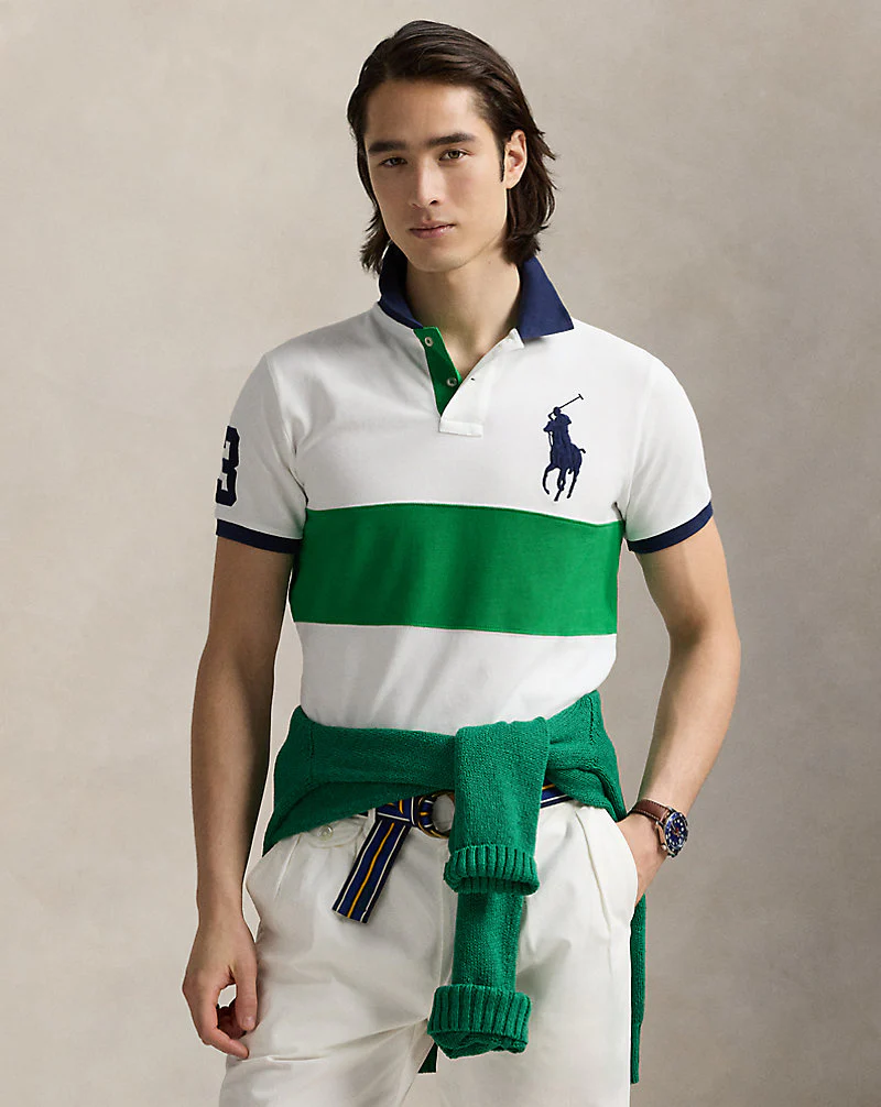 Custom Slim Fit Big Pony Mesh Polo Shirt