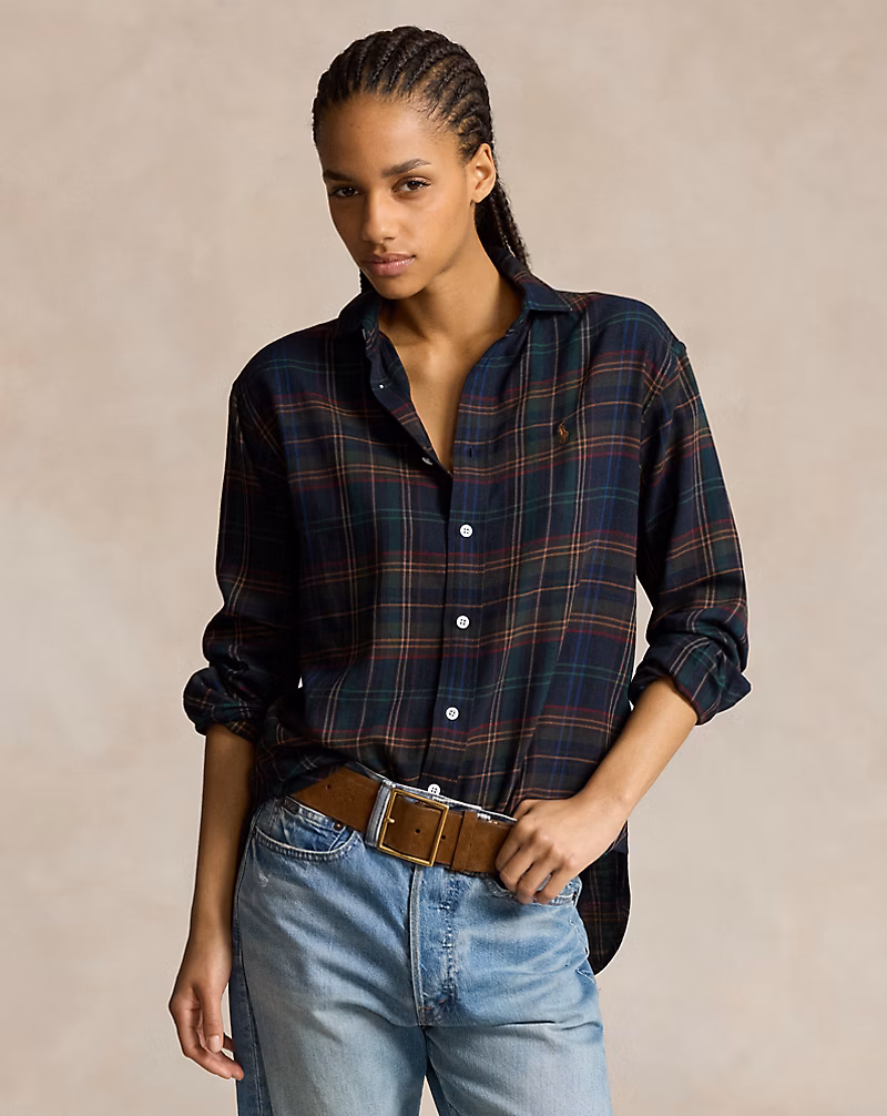 Relaxed Fit Plaid Cotton-Blend Shirt