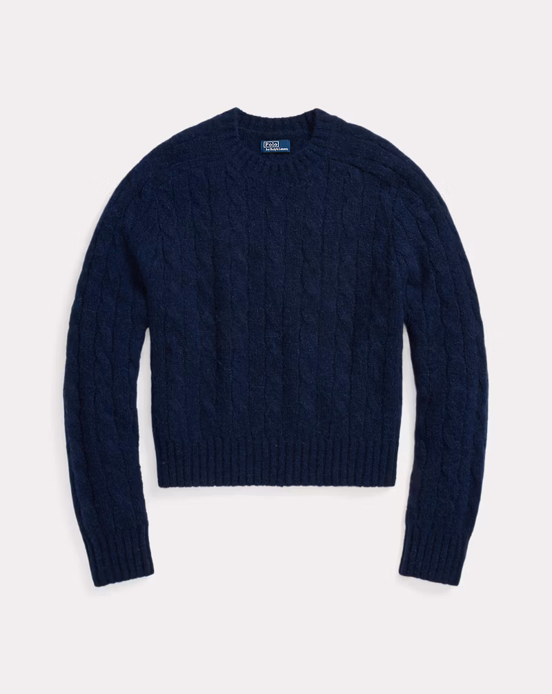 Cable-Knit Wool-Blend Crewneck Sweater