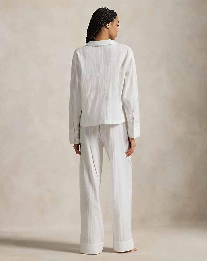 Striped Poplin Shirt & Pant PJ Set