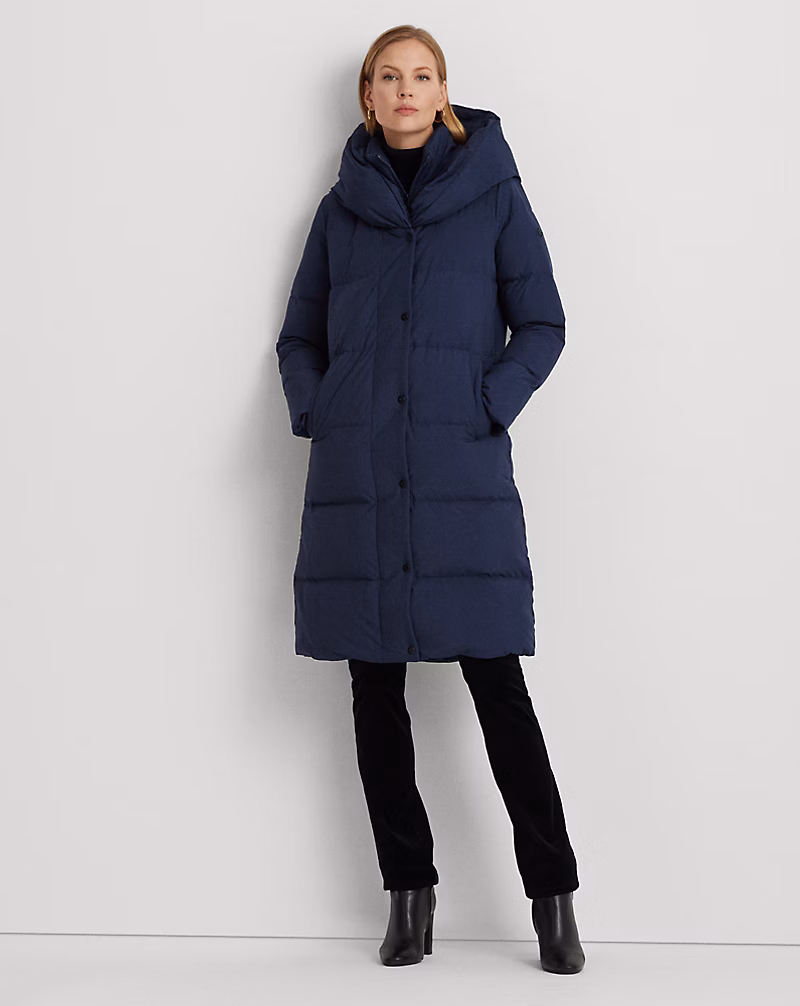 Oversize-Collar Quilted Down Coat