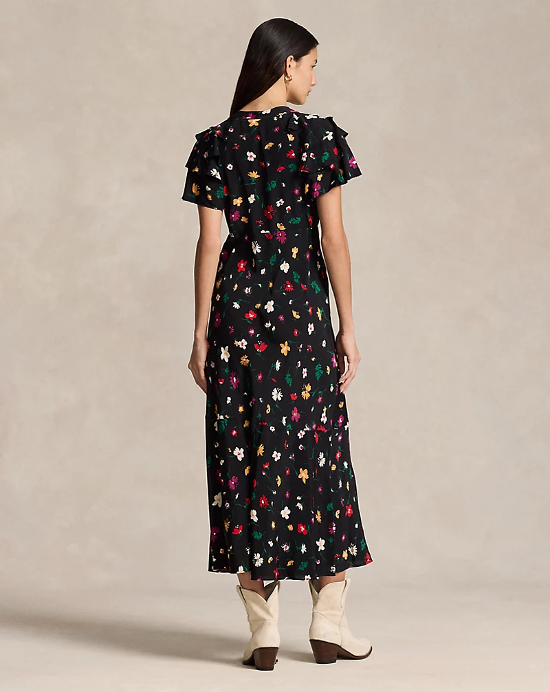 Floral Silk Crepe Dress