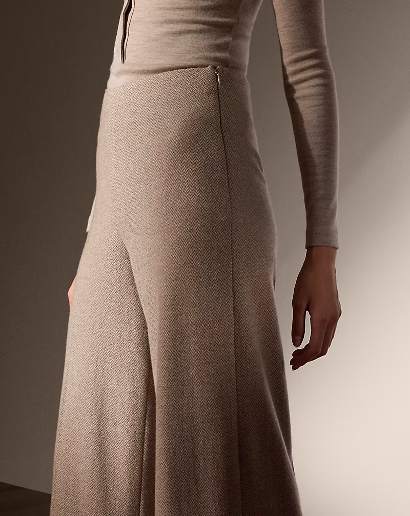 Isaiah Herringbone Jersey Wide-Leg Pant