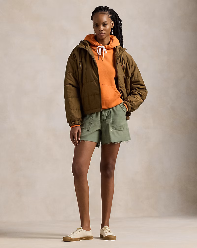 Box-Quilted Hooded Jacket