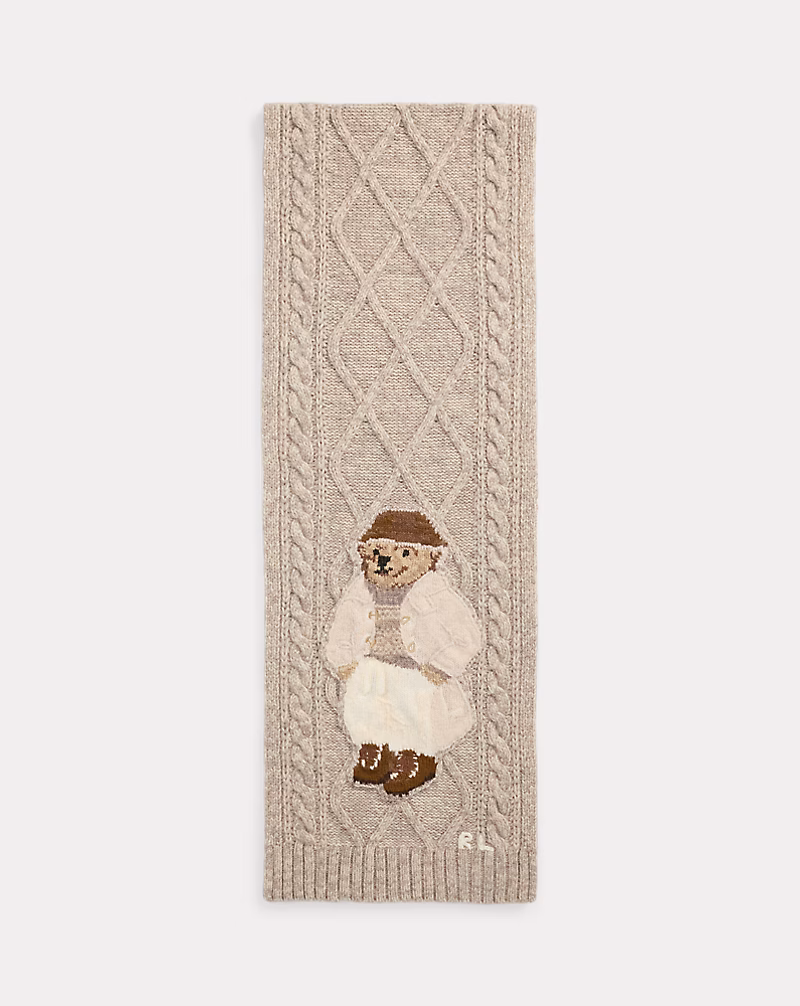 Polo Bear Aran-Knit Wool-Blend Scarf