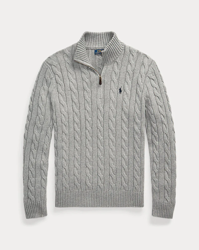 Cable-Knit Cotton Quarter-Zip Jumper