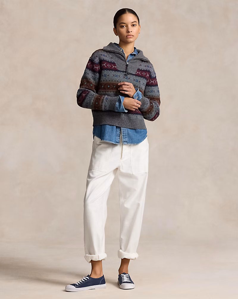 Ralph Lauren Fair Isle Wool Half-Zip Sweater