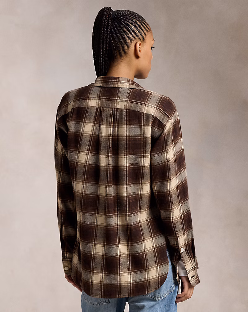 Relaxed Fit Plaid Cotton Shirt