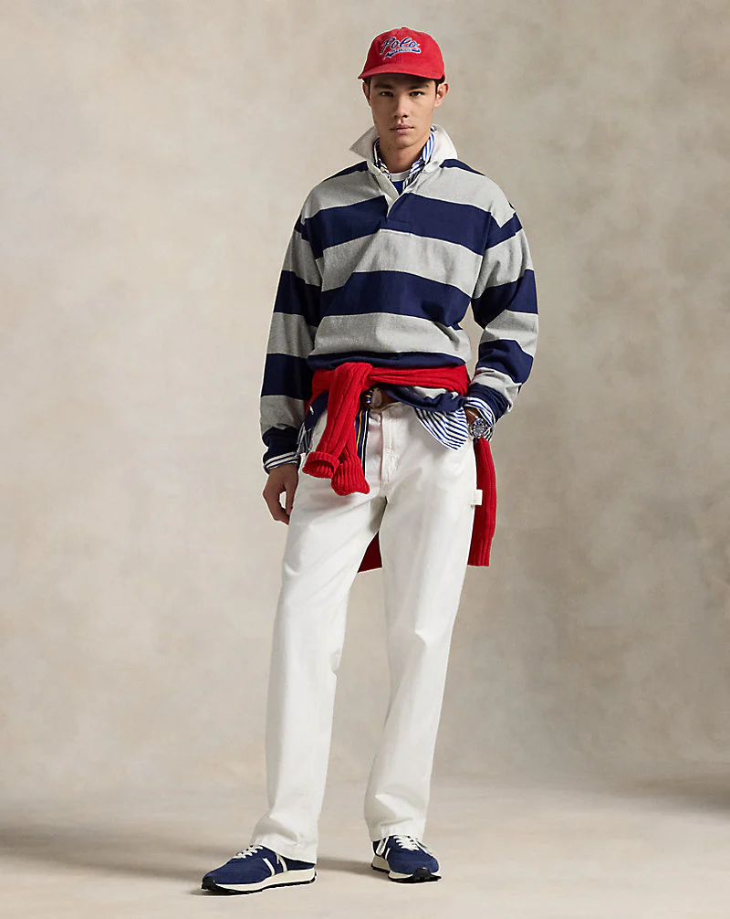 Big Fit Striped Jersey Rugby Shirt