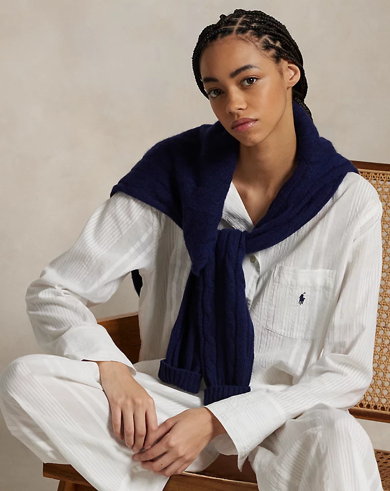 Striped Poplin Shirt & Pant PJ Set