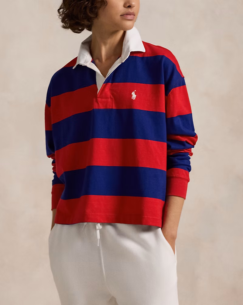 Striped Cropped Jersey Rugby Shirt