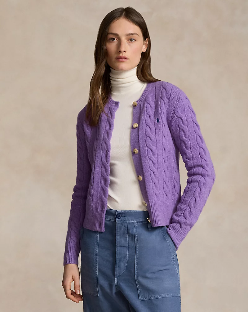 Cable-Knit Wool-Cashmere Cardigan