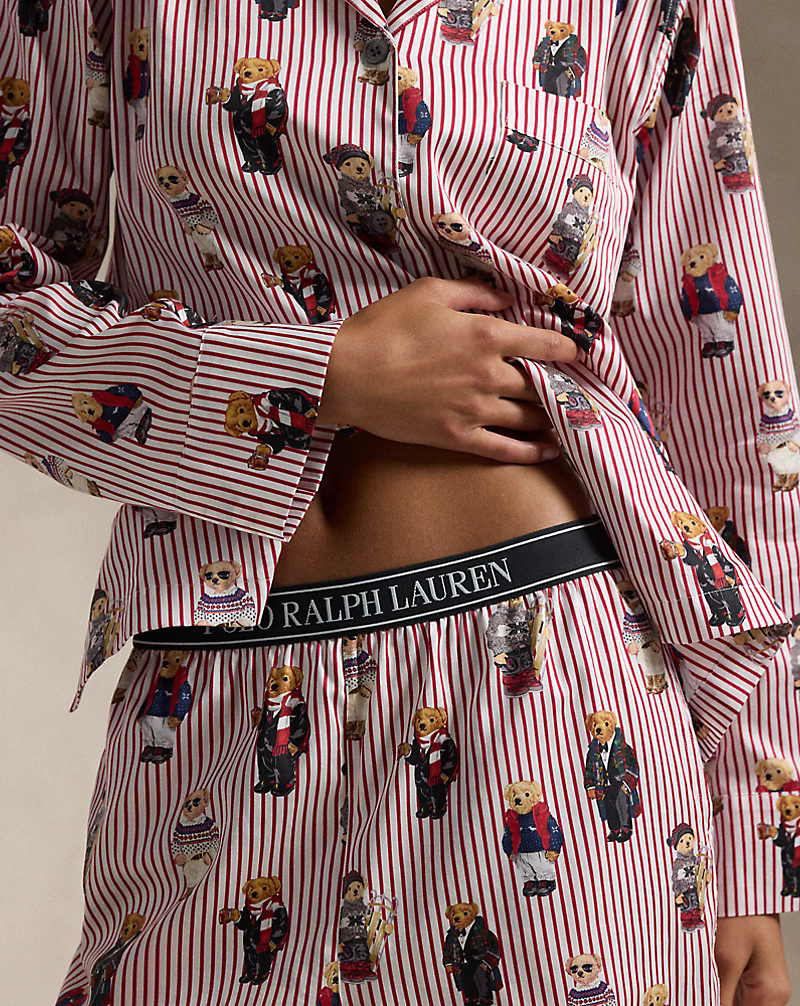 Polo Bear Cotton Long-Sleeve Pajama Set