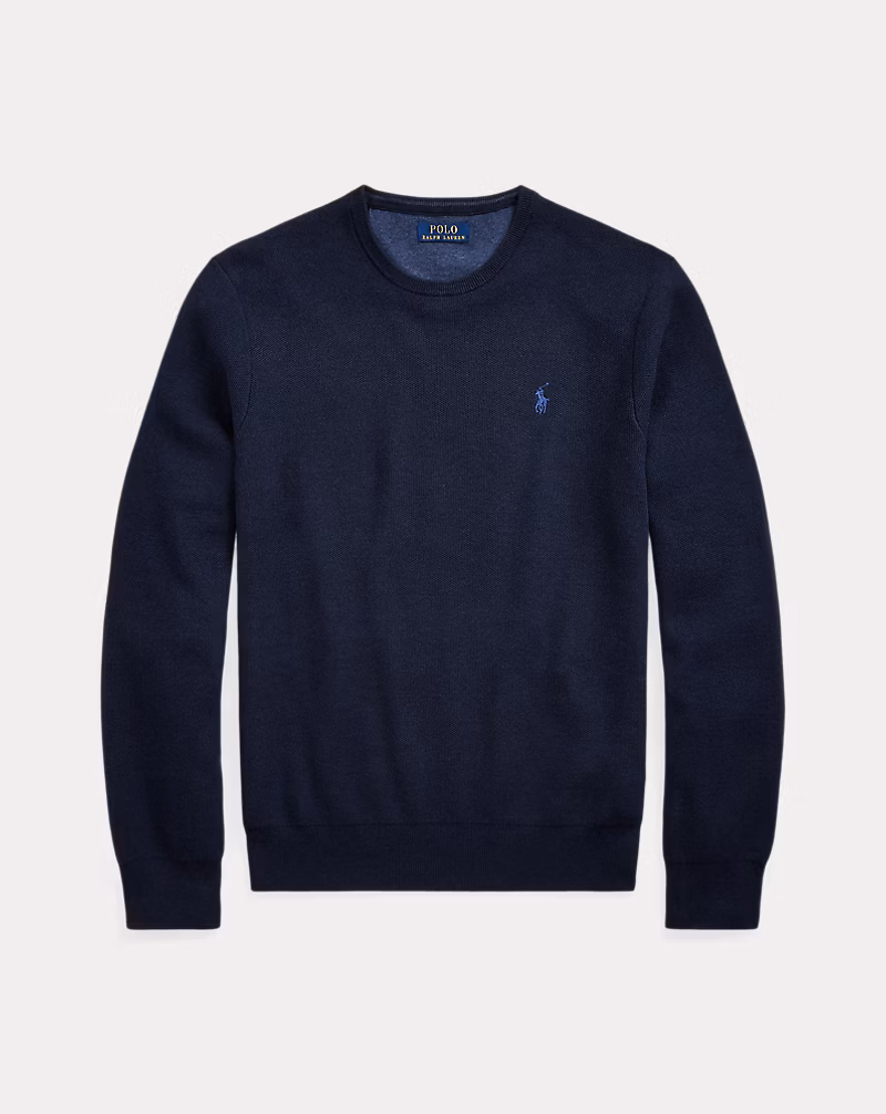 Textured Cotton Crewneck Sweater