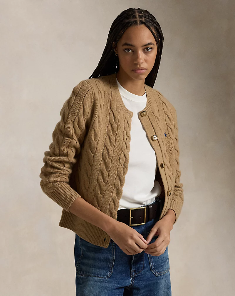 Cable-Knit Wool-Cashmere Cardigan