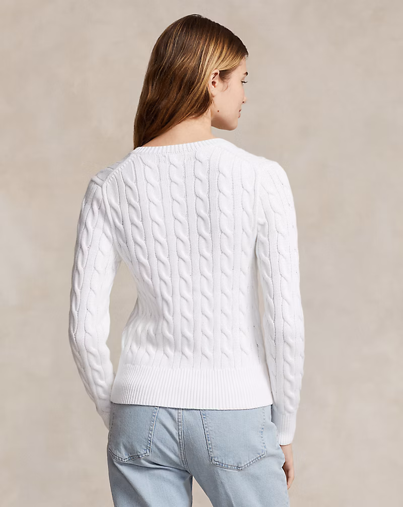 Cable-Knit Cotton Crewneck Cardigan