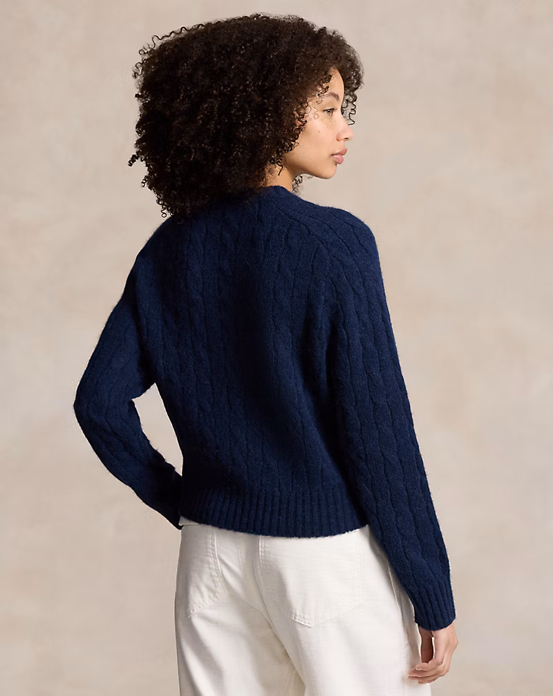 Cable-Knit Wool-Blend Crewneck Sweater