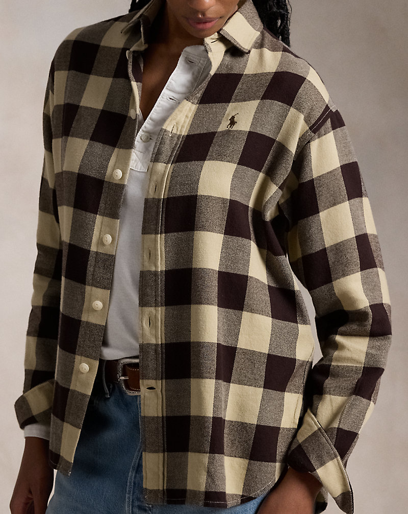 Relaxed Fit Plaid Cotton Shirt