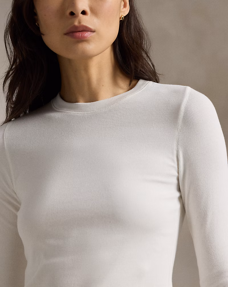 Ribbed Crewneck Long-Sleeve Tee