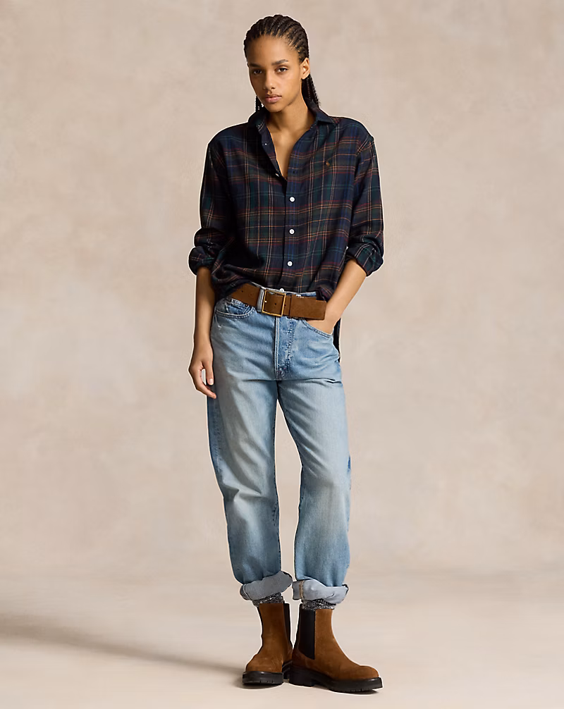 Relaxed Fit Plaid Cotton-Blend Shirt
