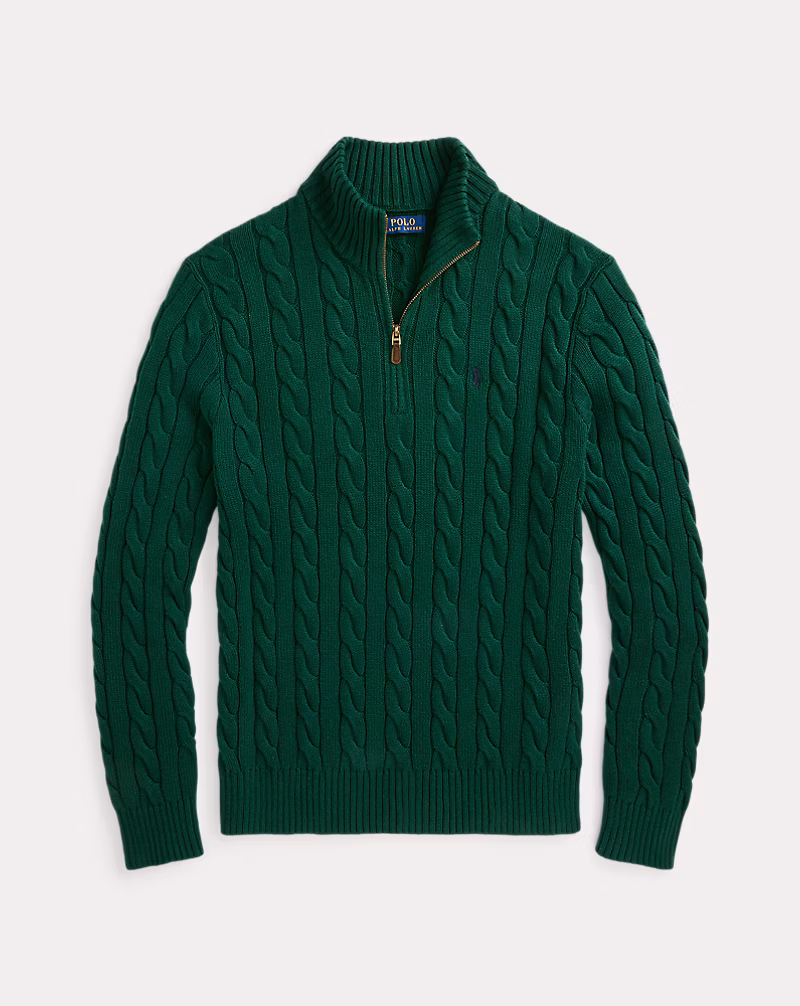 Cable-Knit Cotton Quarter-Zip Sweater